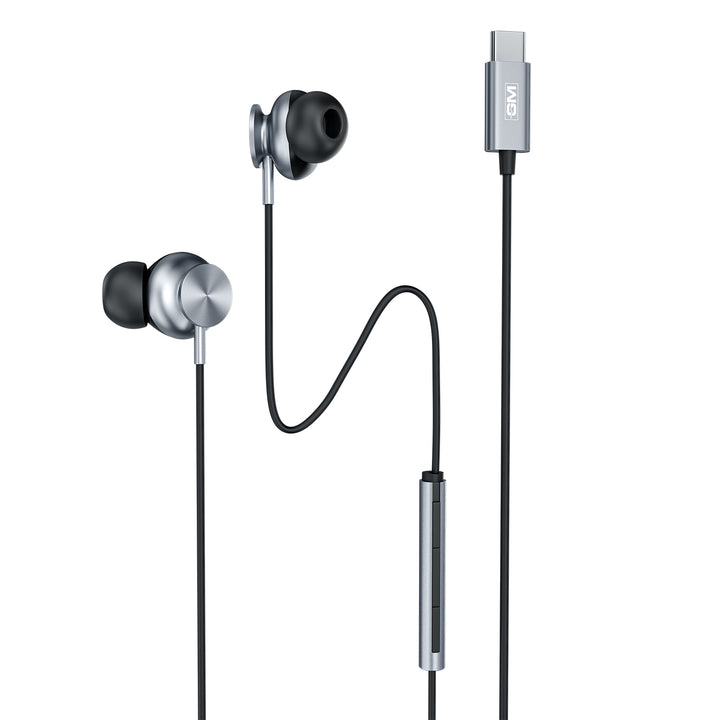 Wired Earphones - Type C - Integrated mic (Silver)
