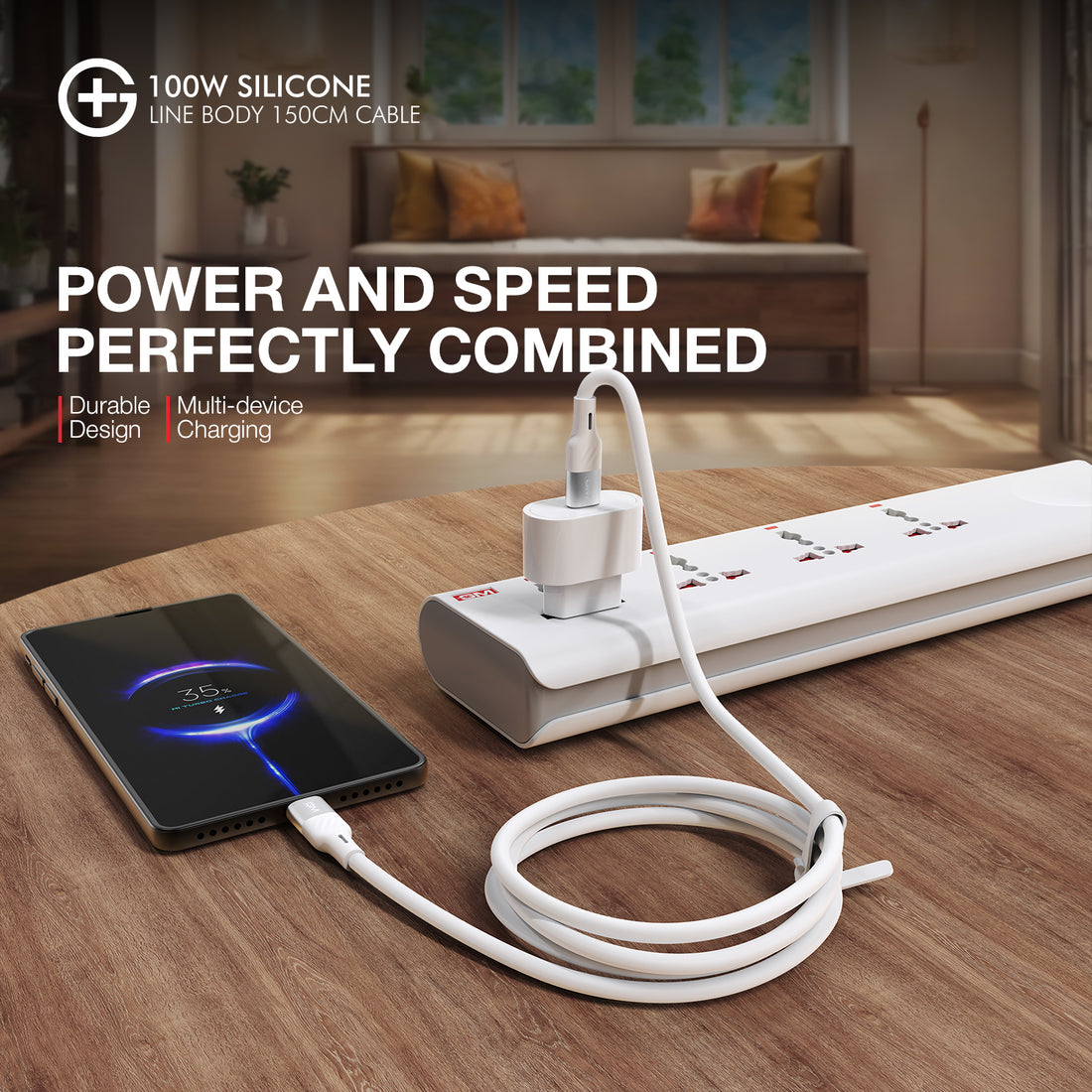 GM G+  Silicon Line Body 150cm Cable 100W (White)