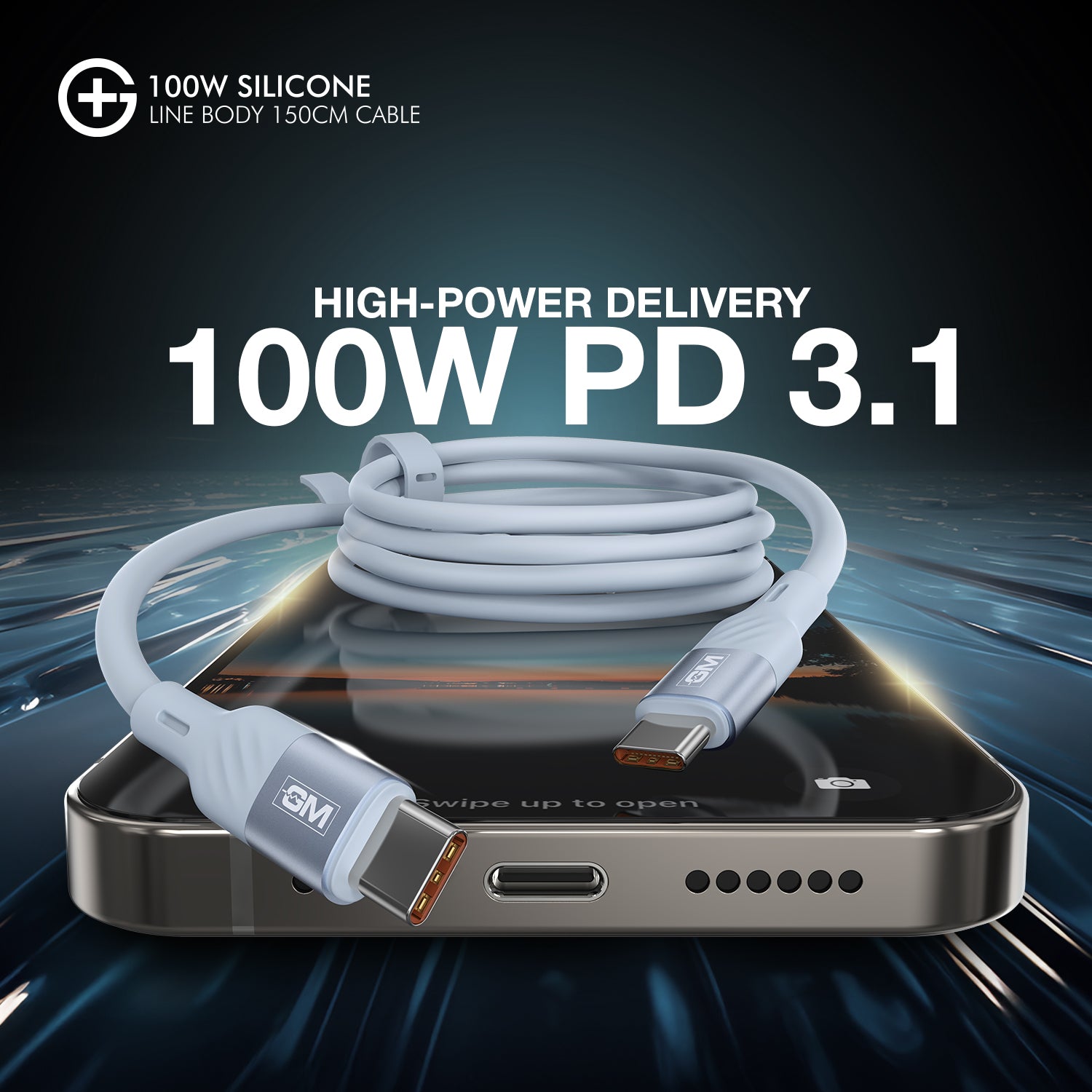 GM G+  Silicon Line Body 150cm Cable 100W (Blue)