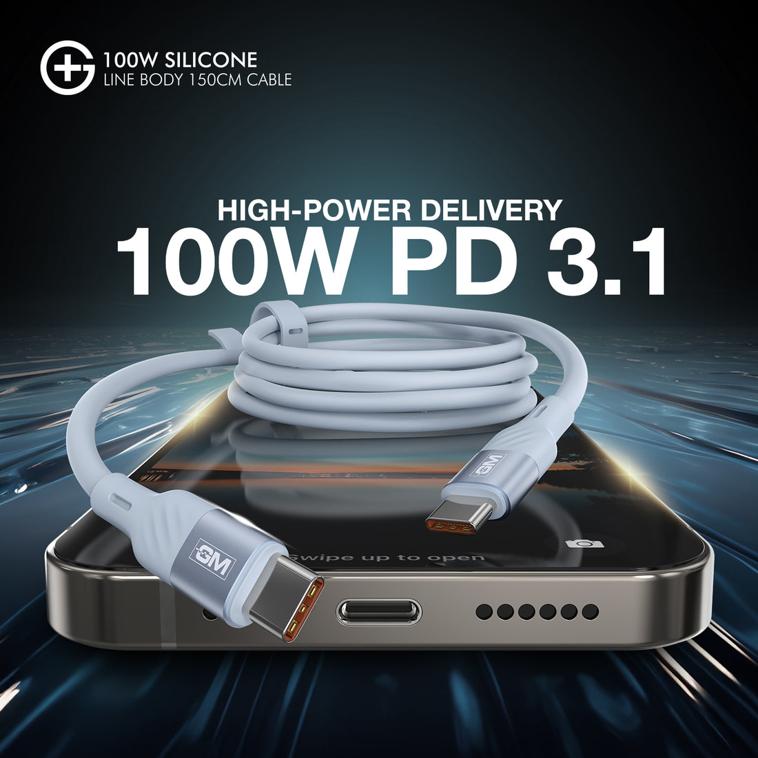 GM G+  Silicon Line Body 150cm Cable 100W (Blue)