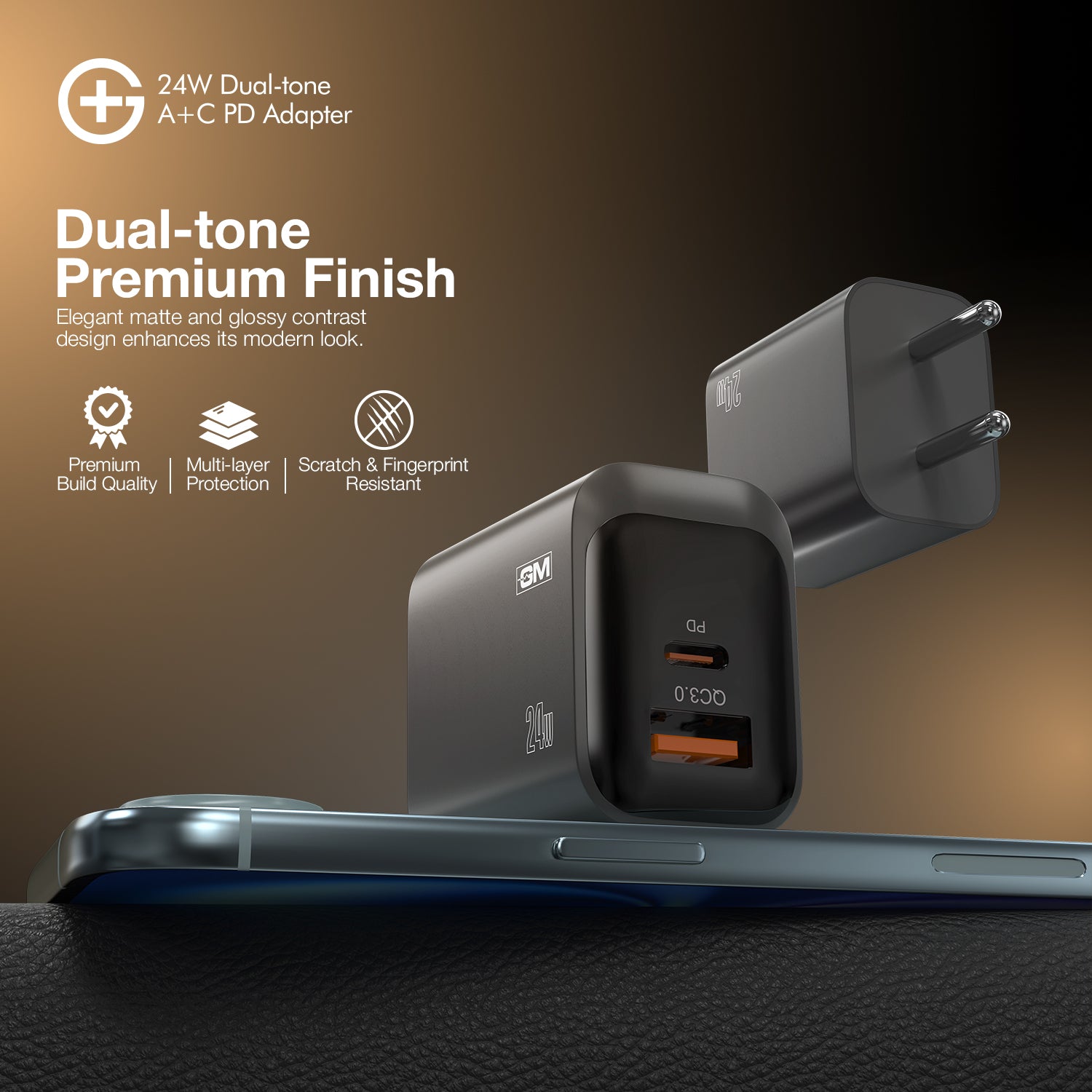 G+ Dual-Tone A+C PD Adapter - 24W Fast Charging