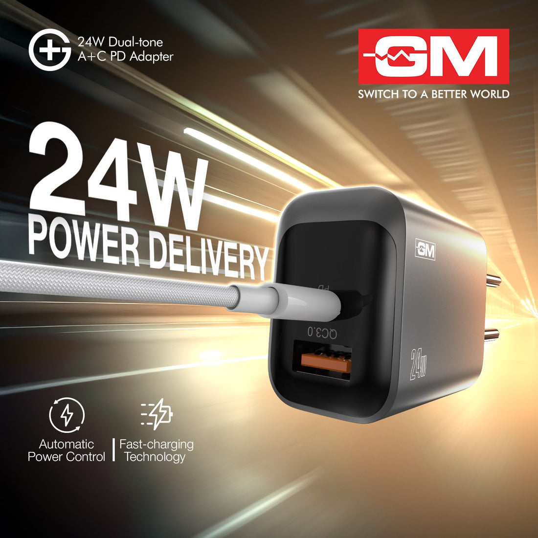 G+ Dual-Tone A+C PD Adapter - 24W Fast Charging