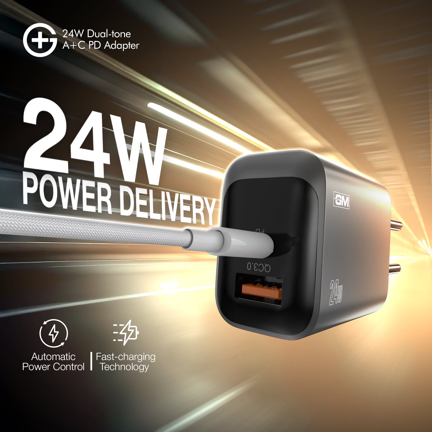 G+ Dual-Tone A+C PD Adapter - 24W Fast Charging