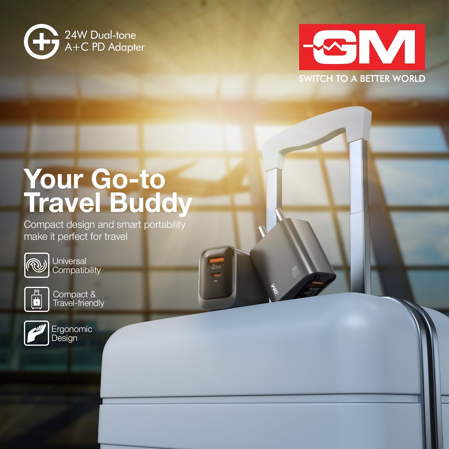 G+ Dual-Tone A+C PD Adapter - 24W Fast Charging