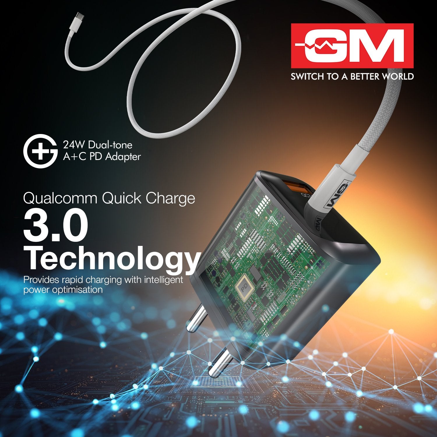 G+ Dual-Tone A+C PD Adapter - 24W Fast Charging
