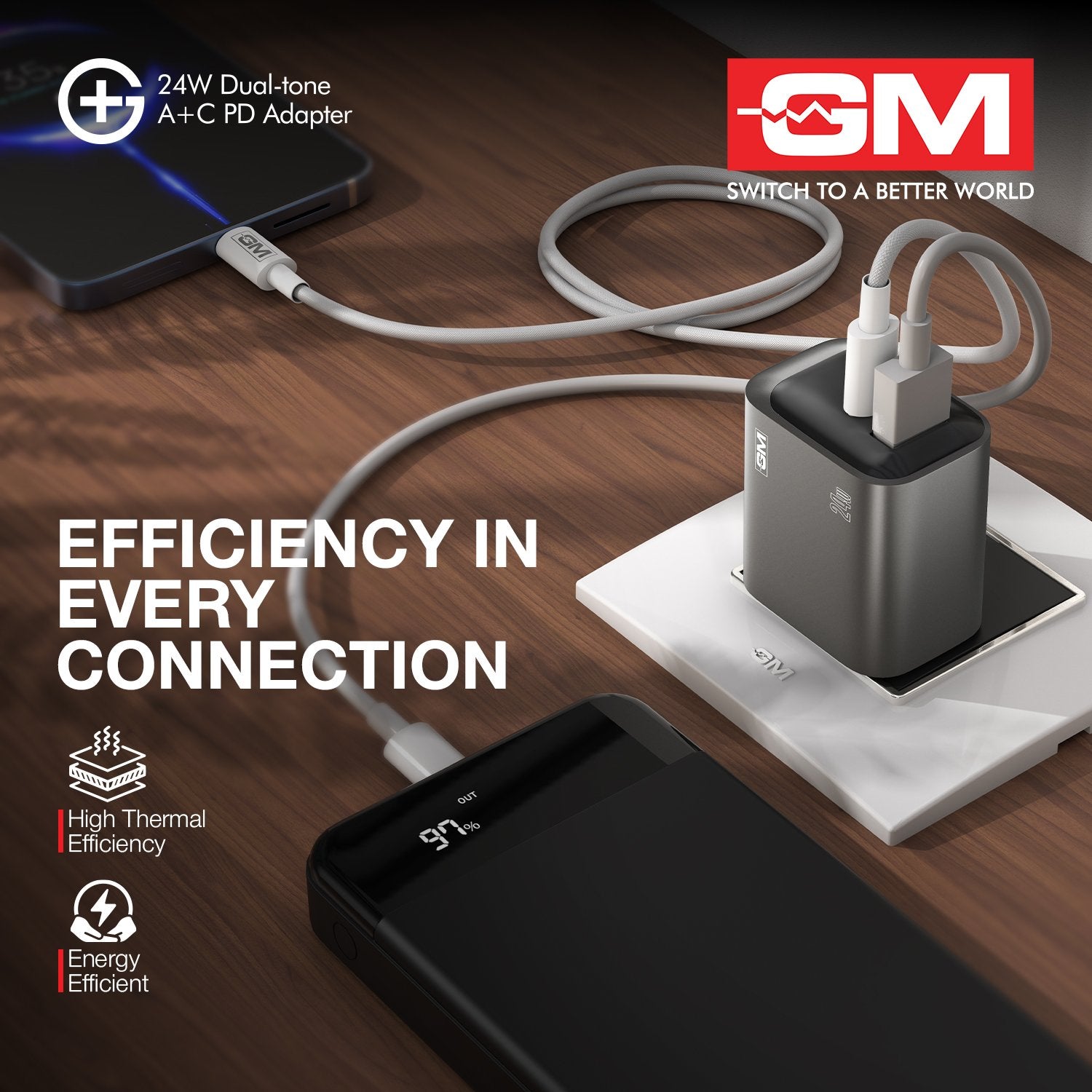 G+ Dual-Tone A+C PD Adapter - 24W Fast Charging