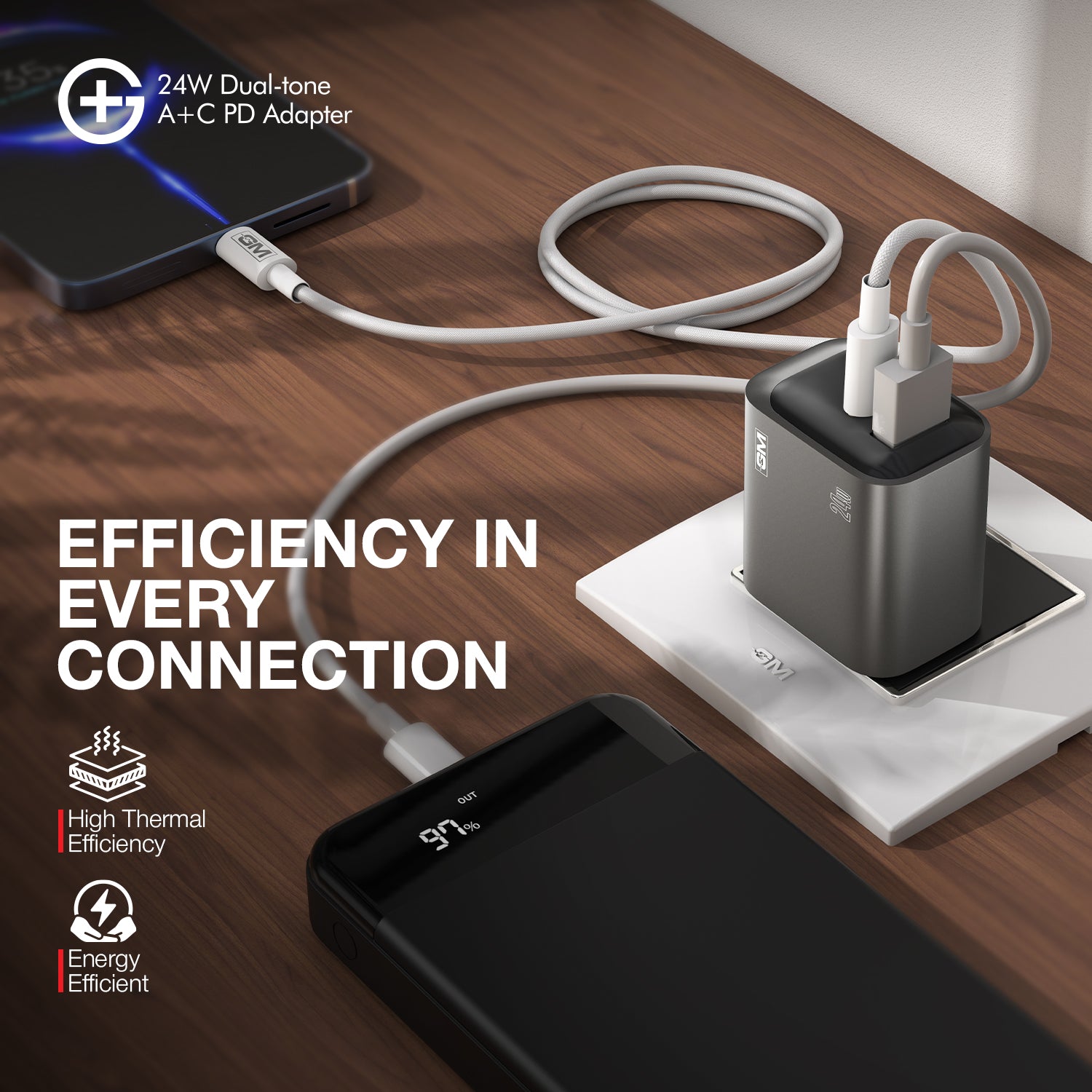 G+ Dual-Tone A+C PD Adapter - 24W Fast Charging
