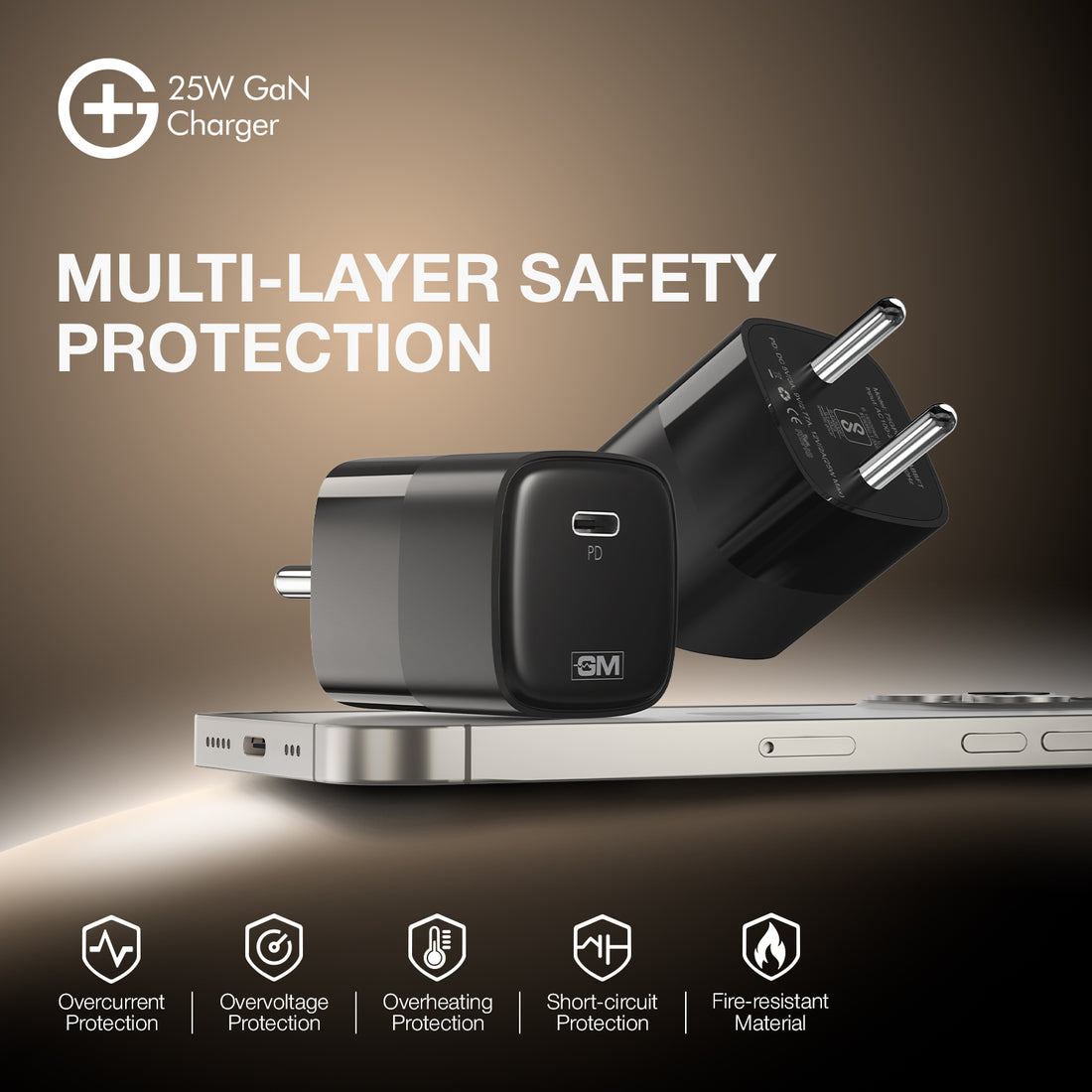 G+ GaN Fast Charger - 25W Power Output (Black)