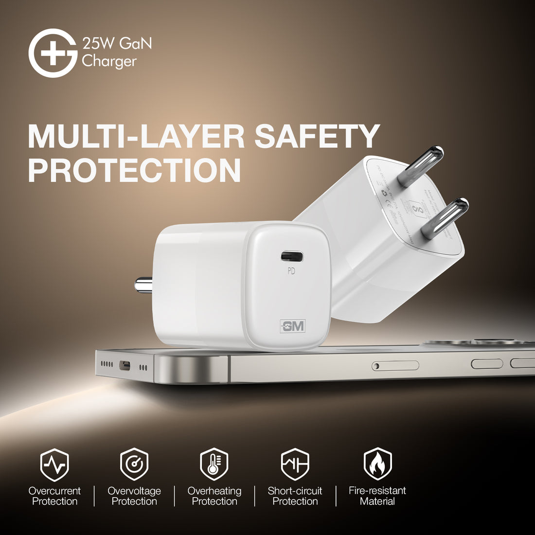 G+ GaN Fast Charger - 25W Power Output (White)