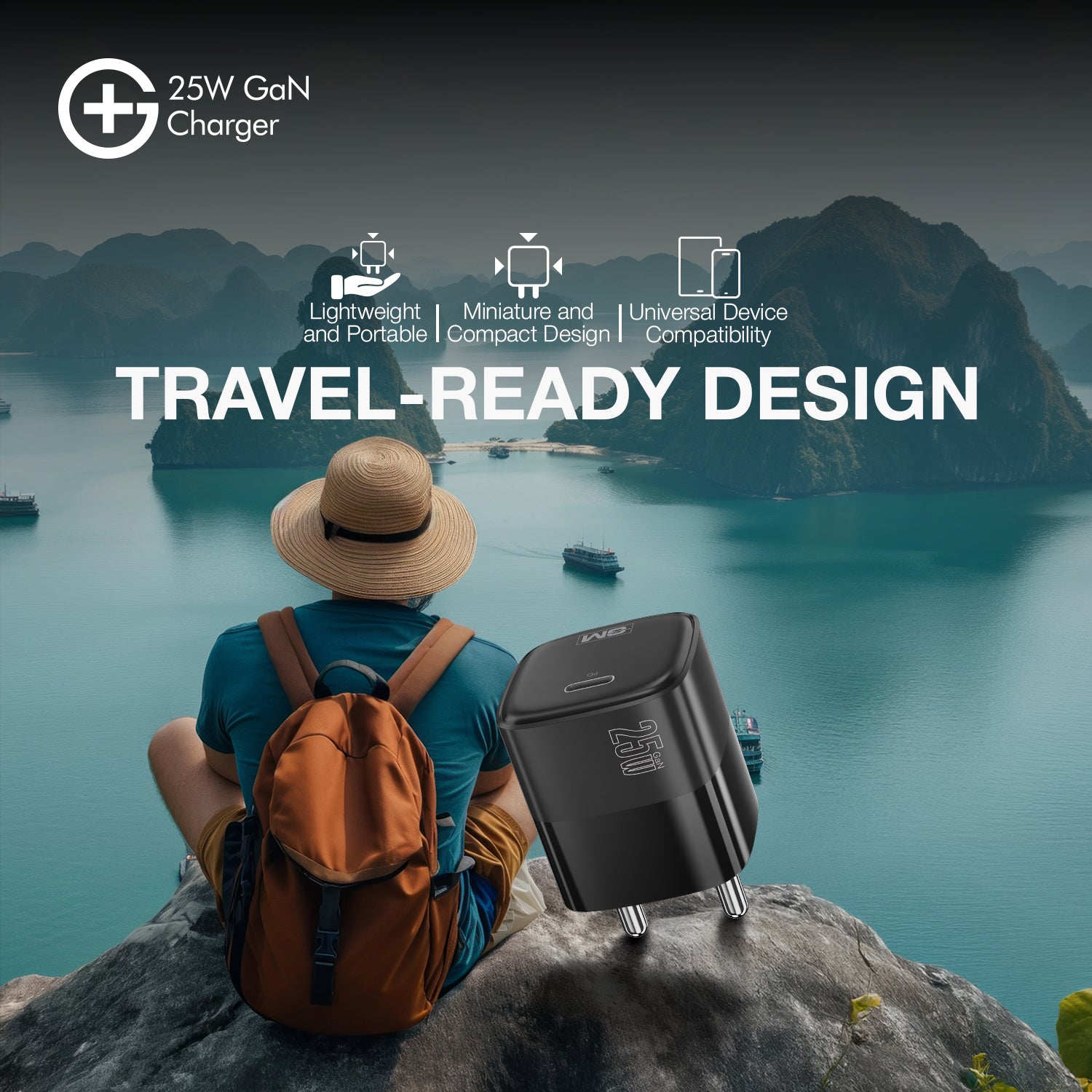 G+ GaN Fast Charger - 25W Power Output (Black)