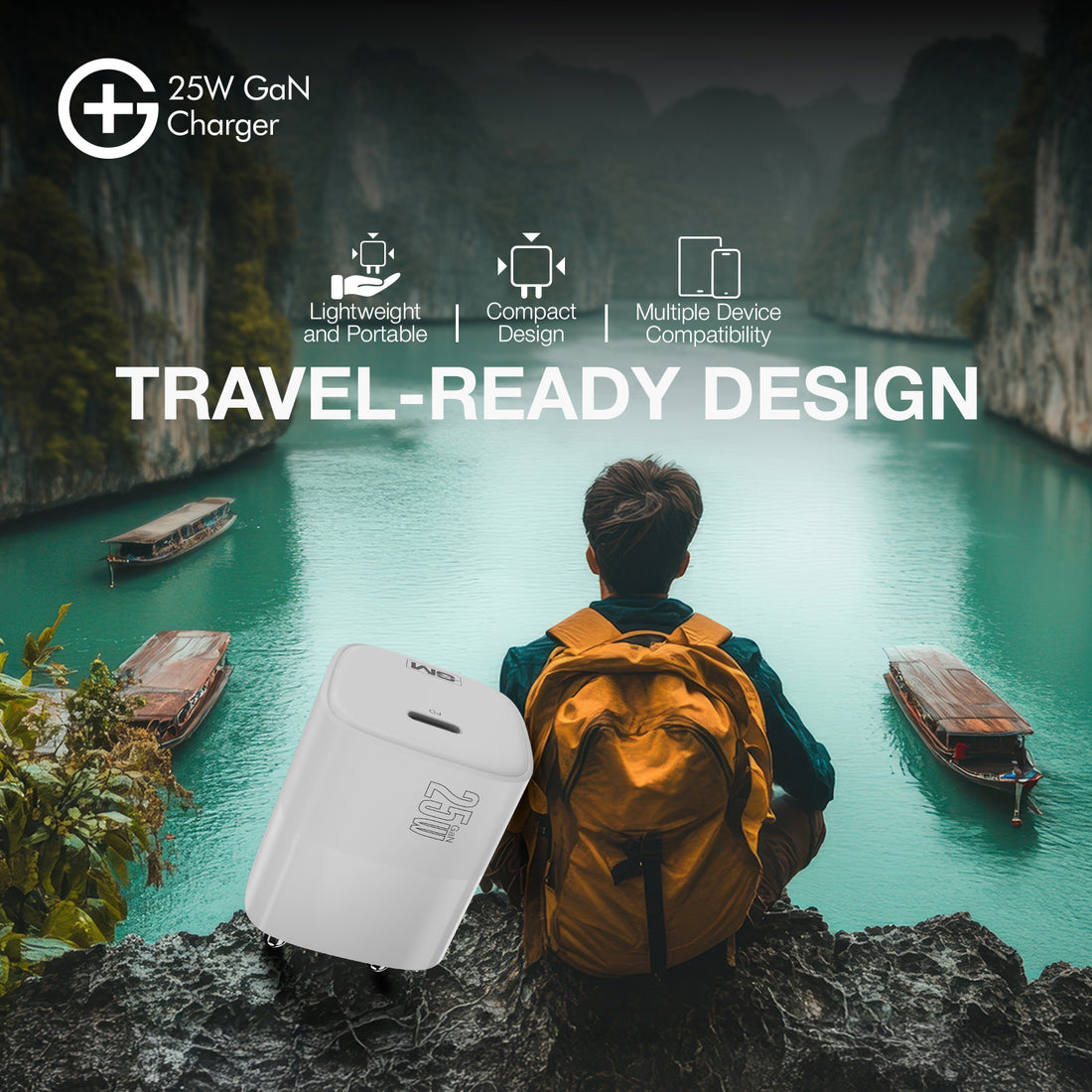 G+ GaN Fast Charger - 25W Power Output (White)