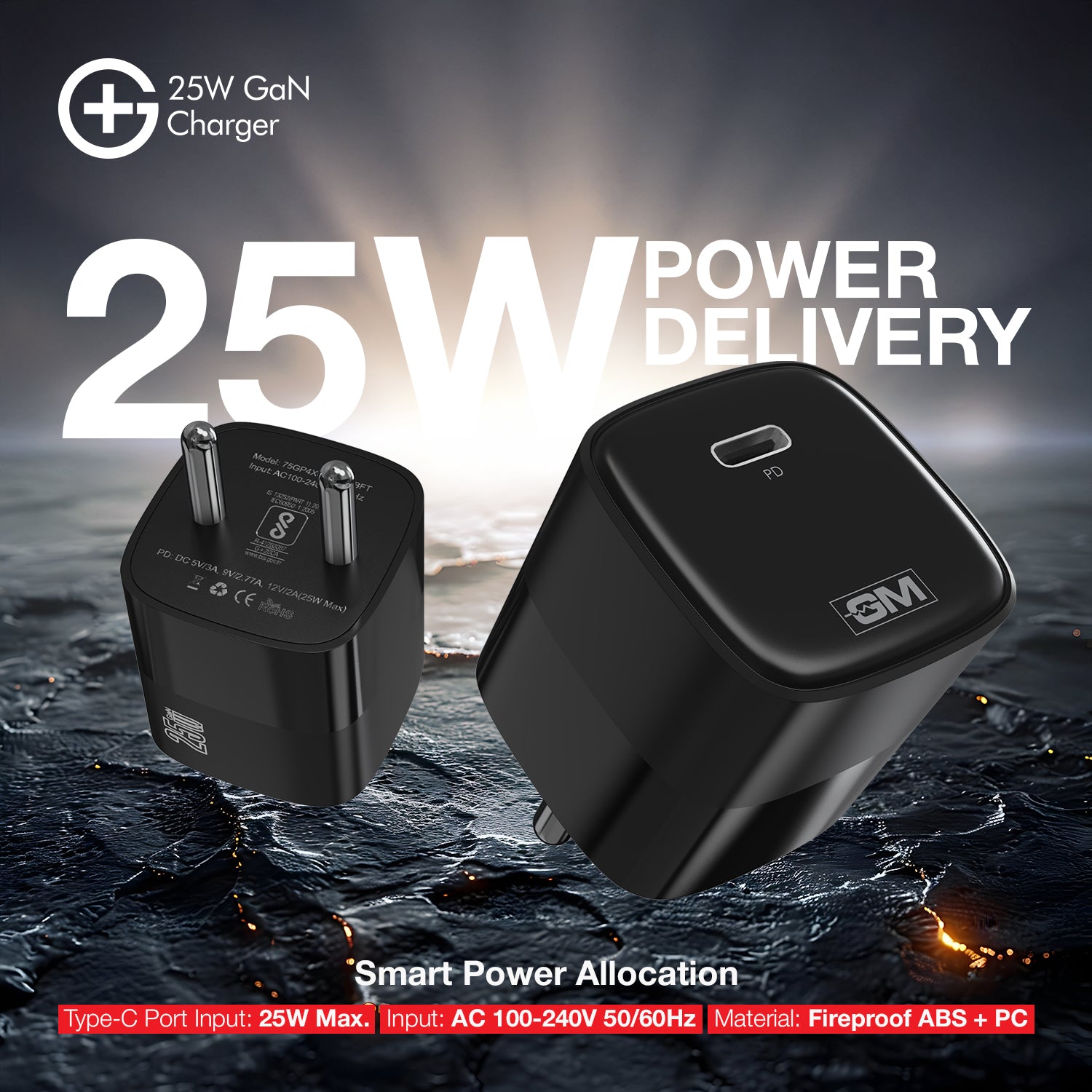 G+ GaN Fast Charger - 25W Power Output (Black)