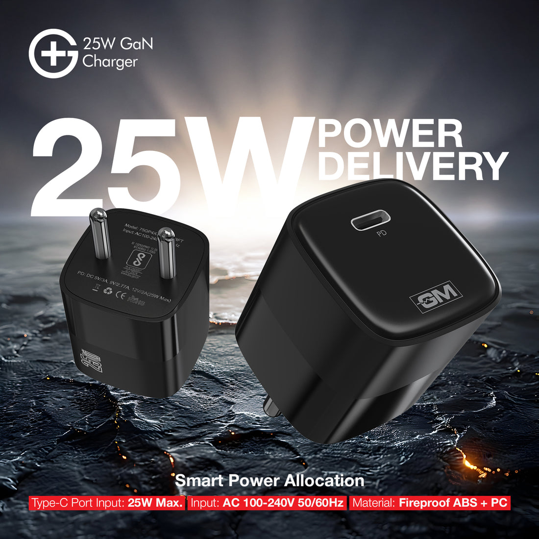 G+ GaN Fast Charger - 25W Power Output (Black)