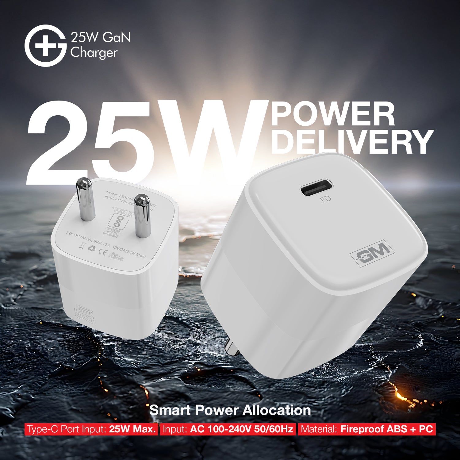 G+ GaN Fast Charger - 25W Power Output (White)