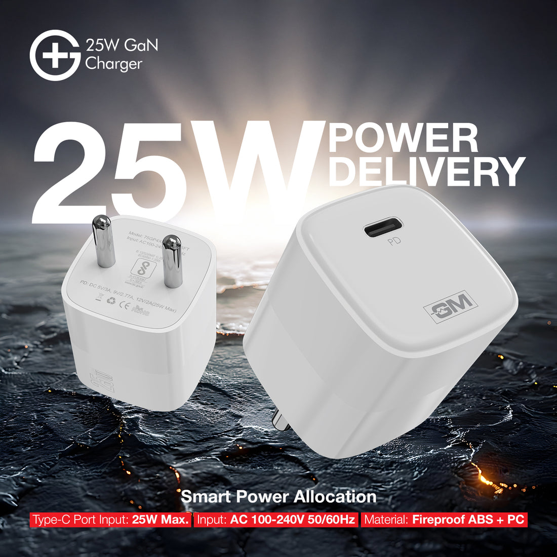 G+ GaN Fast Charger - 25W Power Output (White)