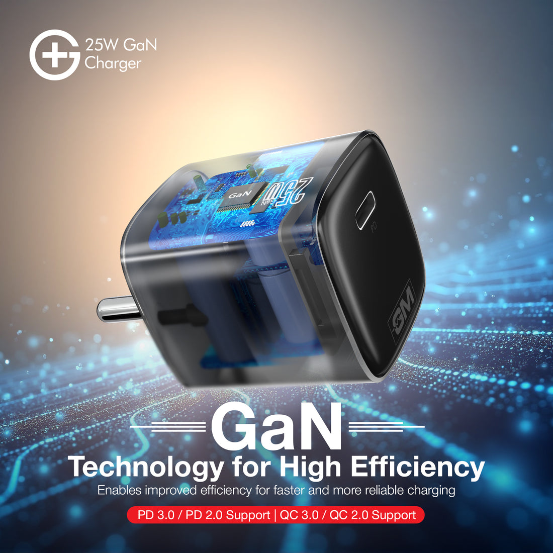 G+ GaN Fast Charger - 25W Power Output (Black)