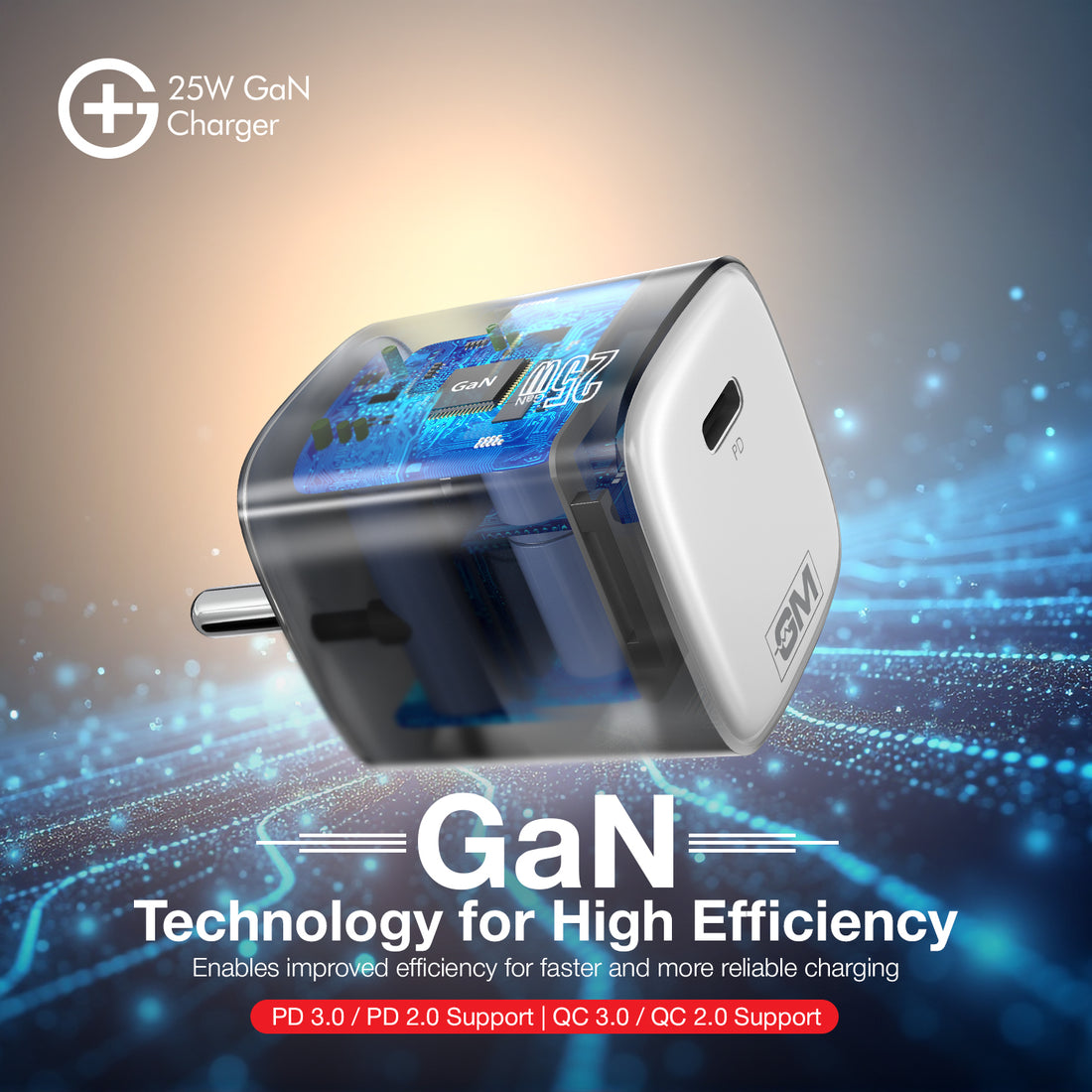 G+ GaN Fast Charger - 25W Power Output (White)