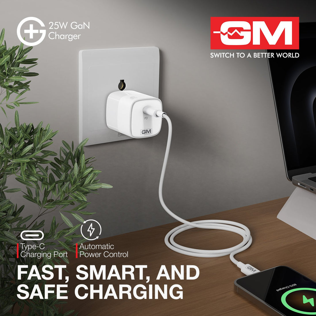 G+ 25W GaN Fast Charger White