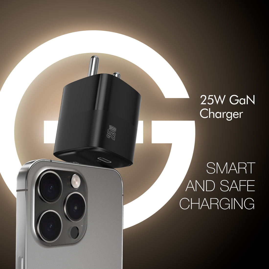 G+ GaN Fast Charger - 25W Power Output (Black)