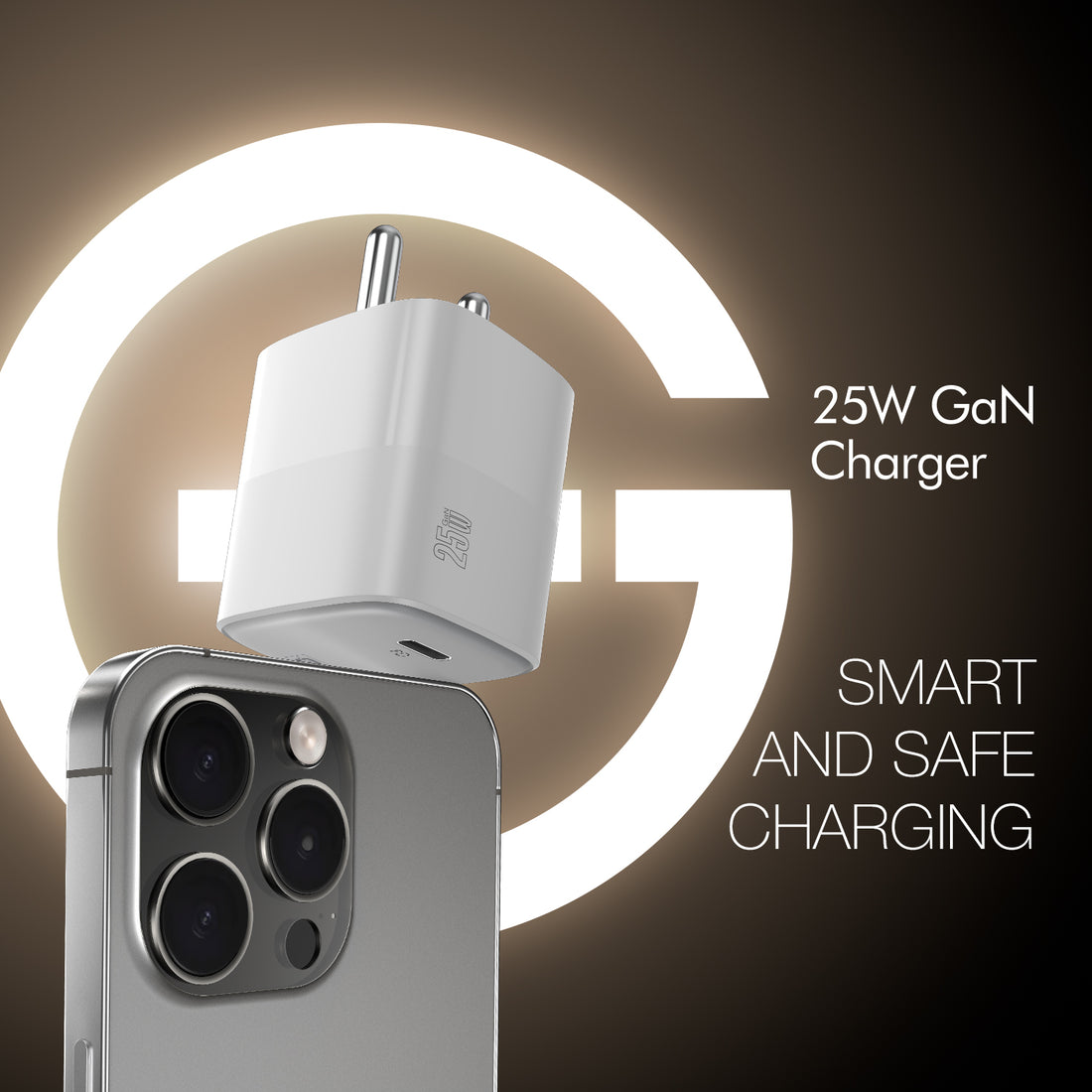 G+ GaN Fast Charger - 25W Power Output (White)