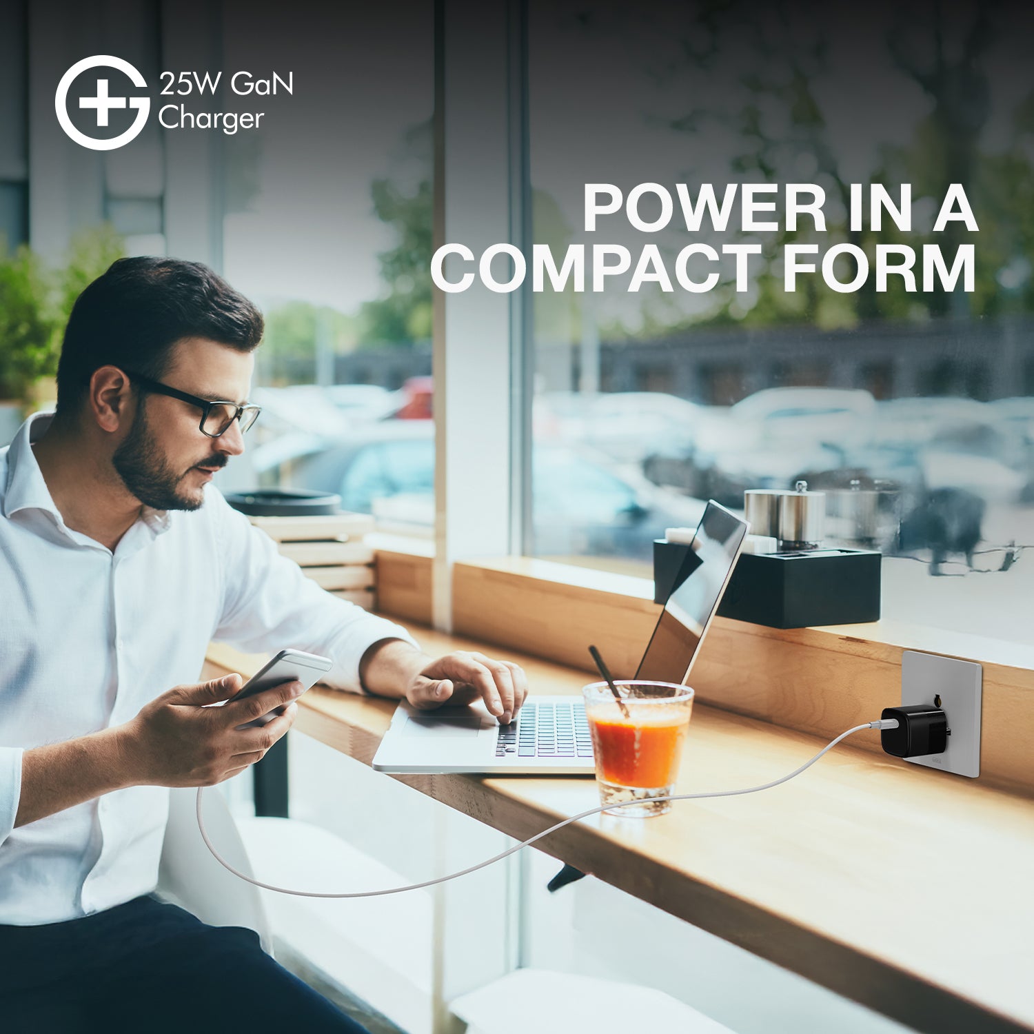 G+ GaN Fast Charger - 25W Power Output (Black)