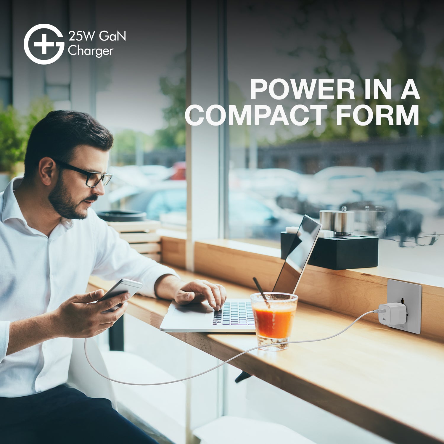 G+ GaN Fast Charger - 25W Power Output (White)