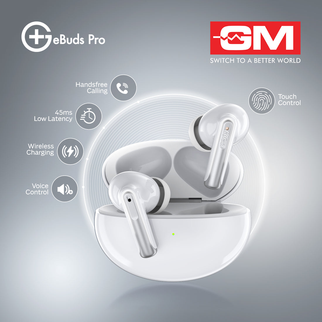 E-BUDS PRO - 30DB ANC, WIRELESS CHARGING (White)