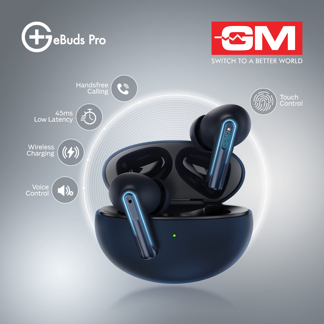 E-BUDS PRO - 30DB ANC, WIRELESS CHARGING (Blue)