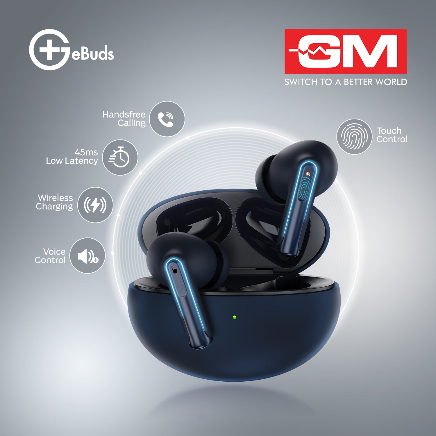 E-BUDS - BT 5.3, QUAD MIC ENC, PURE BASS, WIRELESS (Blue)