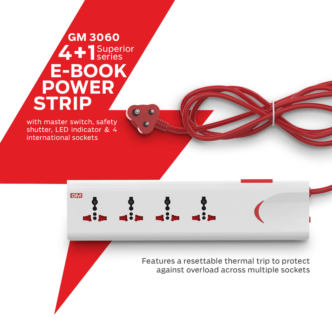 GM 3060 E-book 4+1 Spike Guard 250 Volts (White)