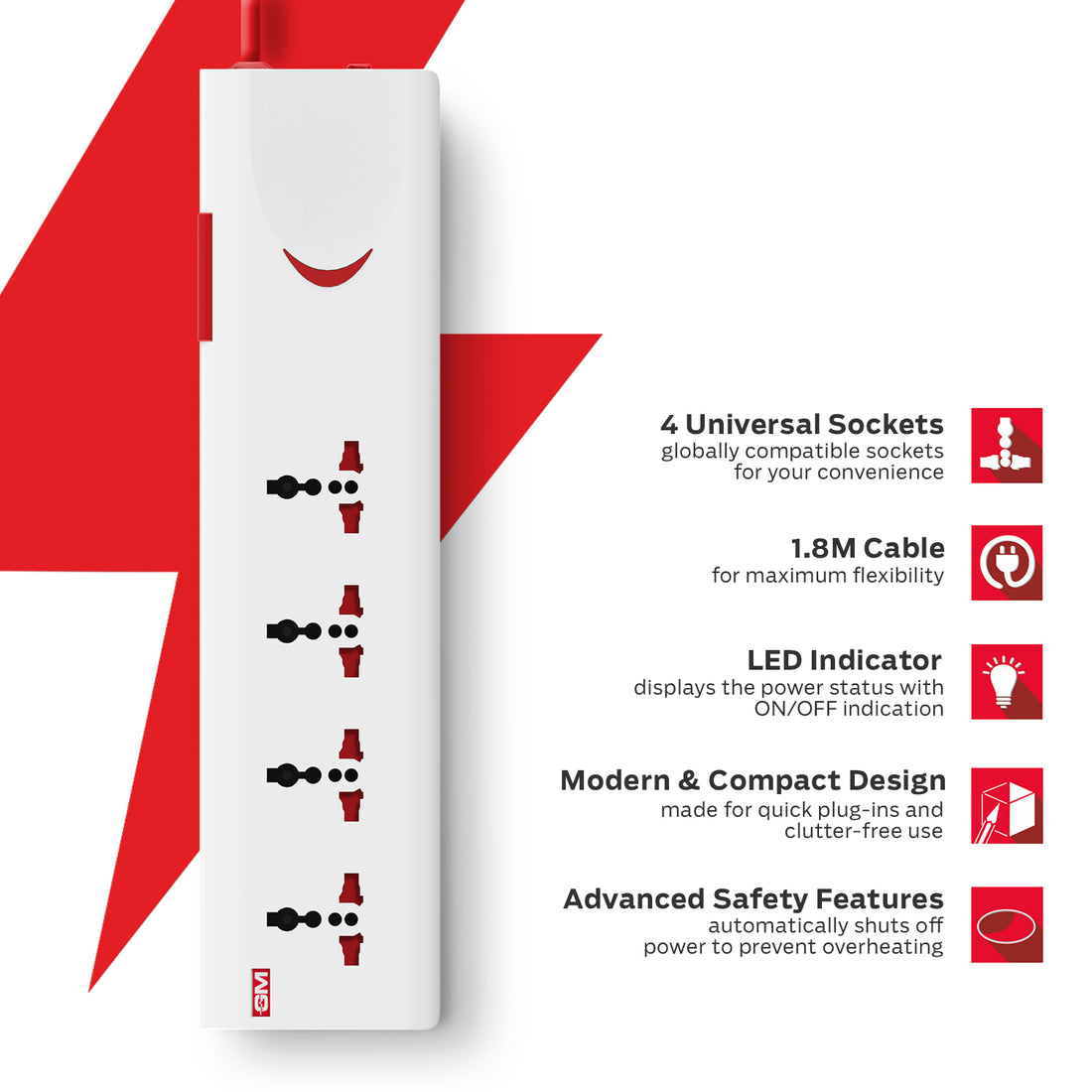 GM 3060 E-book 4+1 Spike Guard 250 Volts (White)
