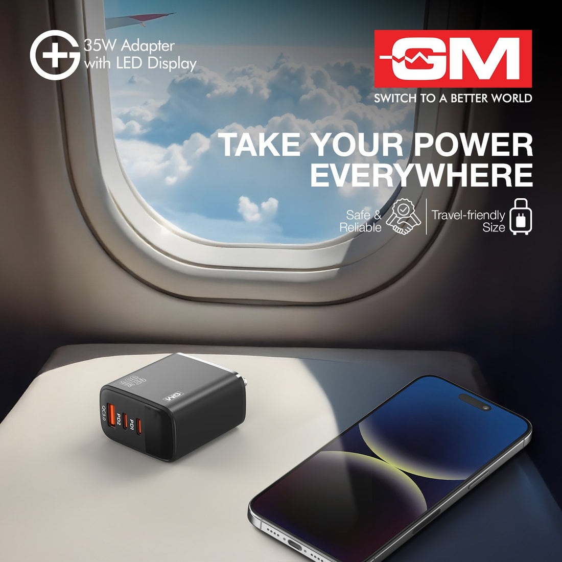 G+ 35W Adapter with LED Display  - Black