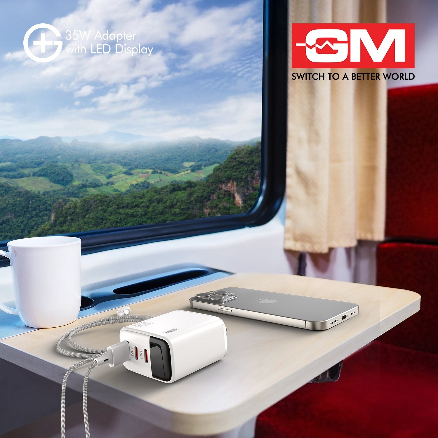 G+ 35W Adapter with LED Display  - White