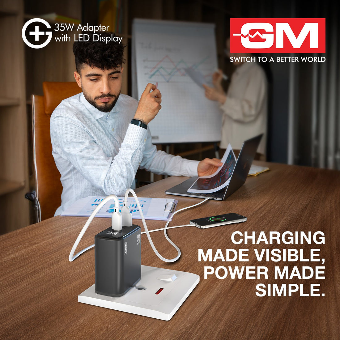 G+ 35W Adapter with LED Display  - Black