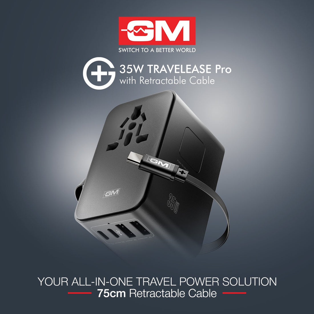 G+ 35W Travelease Pro with Retractable Cable – Black