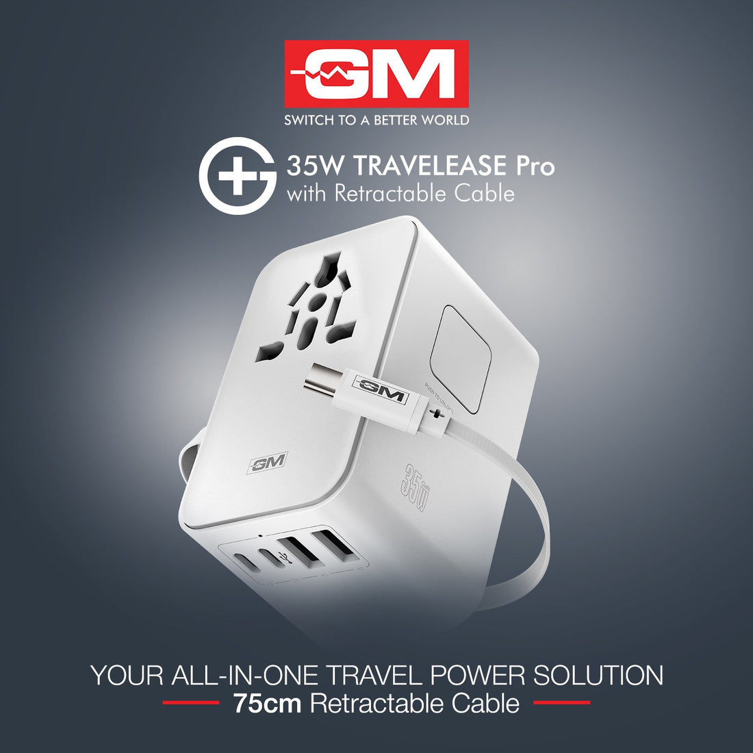 G+ 35W Travelease Pro with Retractable Cable – White