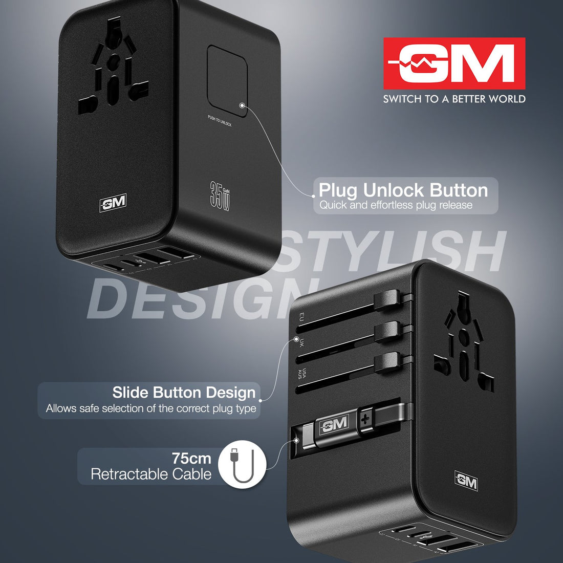 G+ 35W Travelease Pro with Retractable Cable – Black