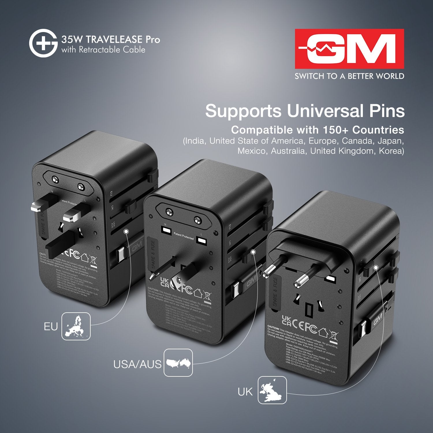 G+ 35W Travelease Pro with Retractable Cable – Black