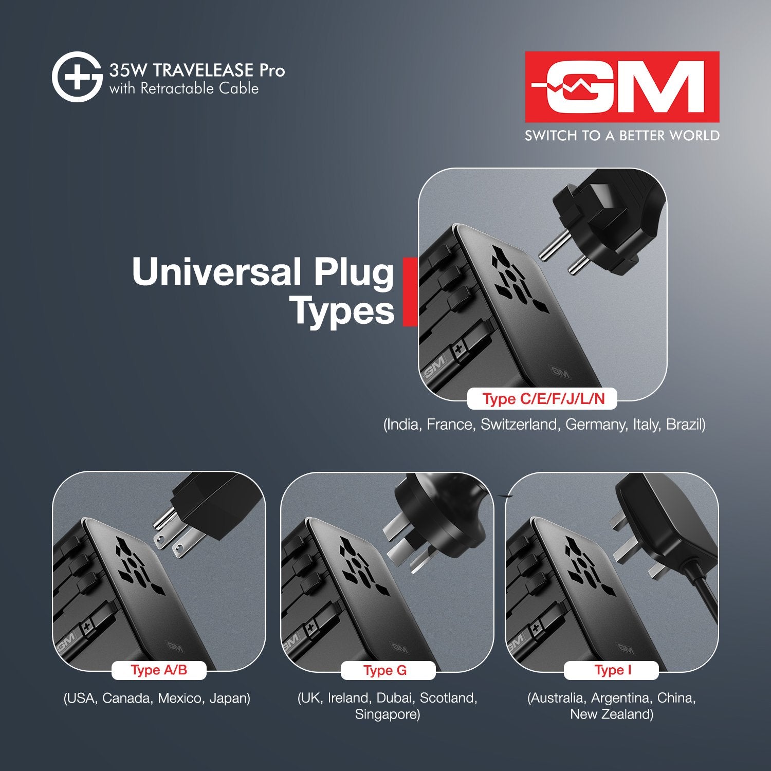 G+ 35W Travelease Pro with Retractable Cable – Black