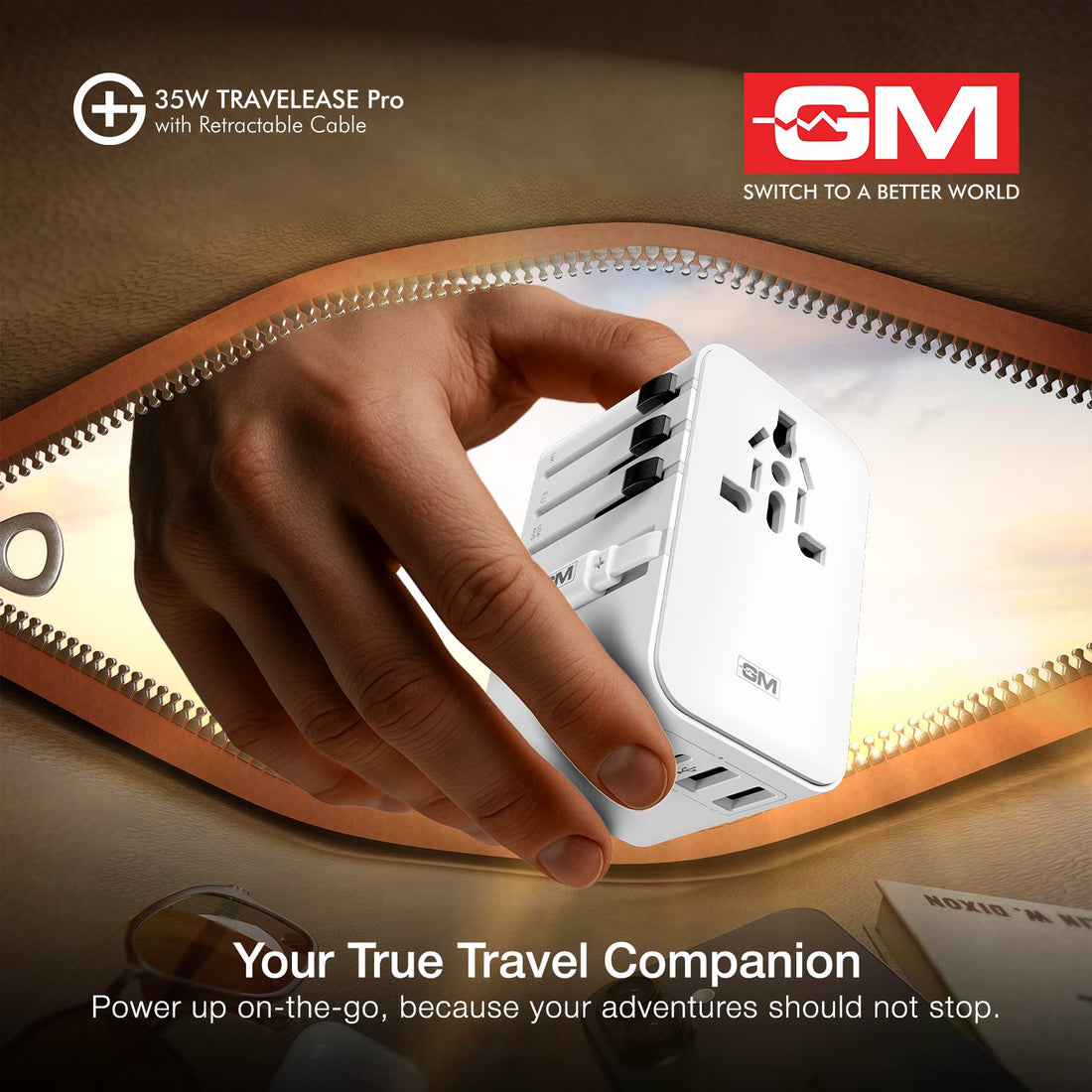 G+ 35W Travelease Pro with Retractable Cable – White