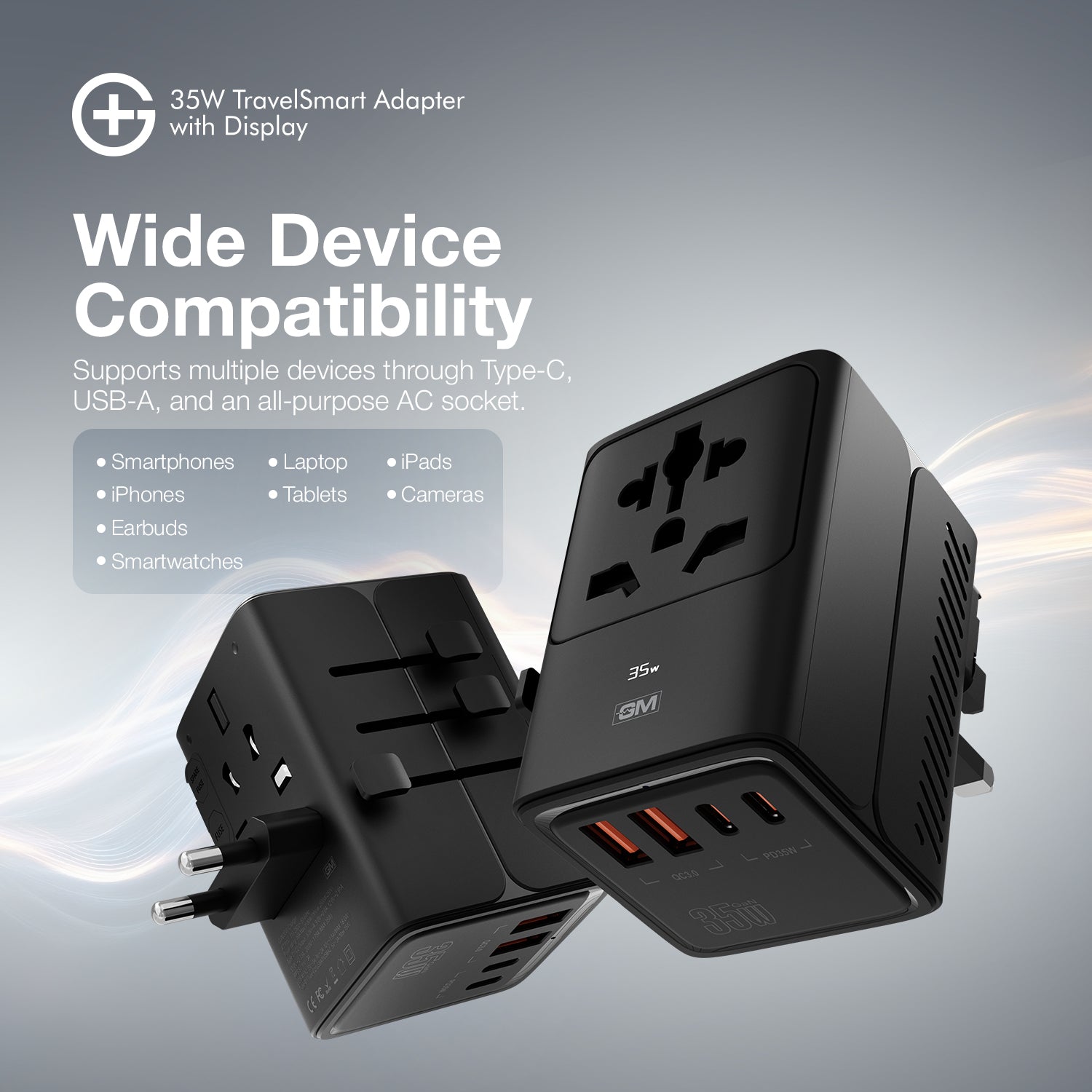 G+ Travelsmart Adapter with Display 35W (BLACK)
