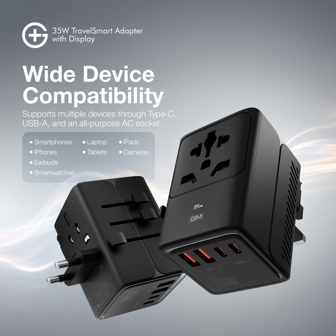 G+ Travelsmart Adapter with Display 35W (BLACK)