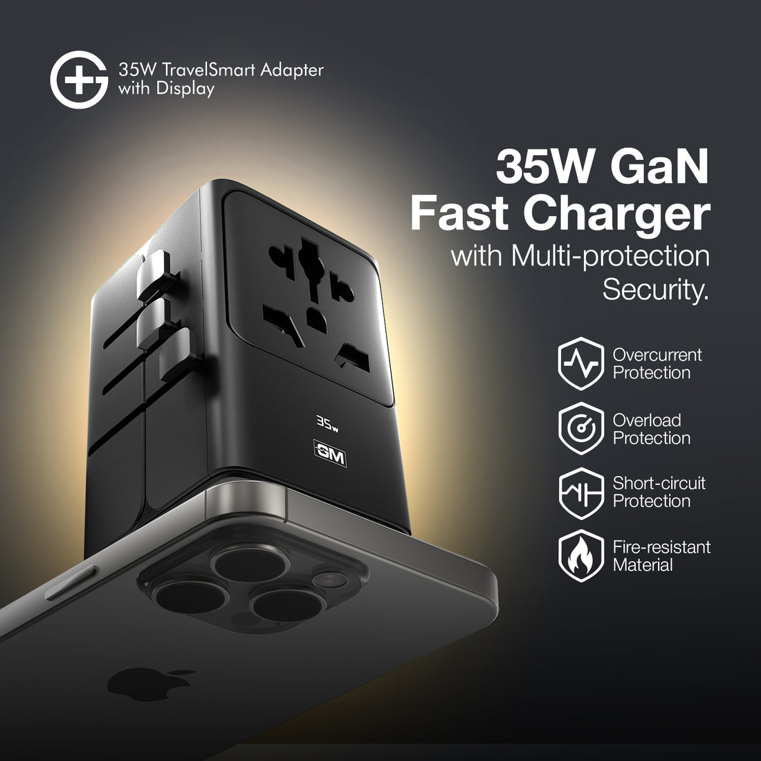 G+ Travelsmart Adapter with Display 35W (BLACK)