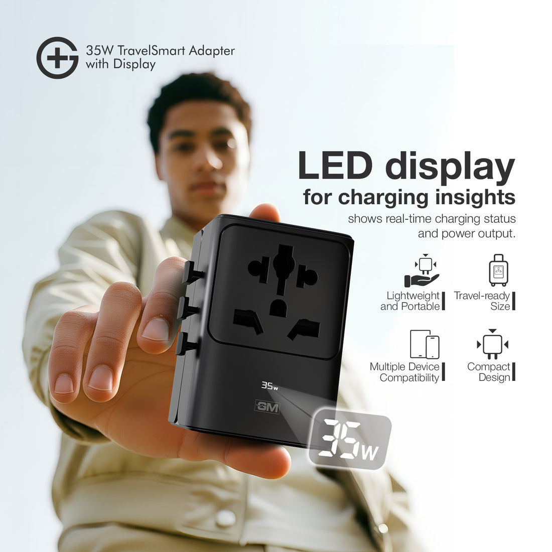 G+ Travelsmart Adapter with Display 35W (BLACK)