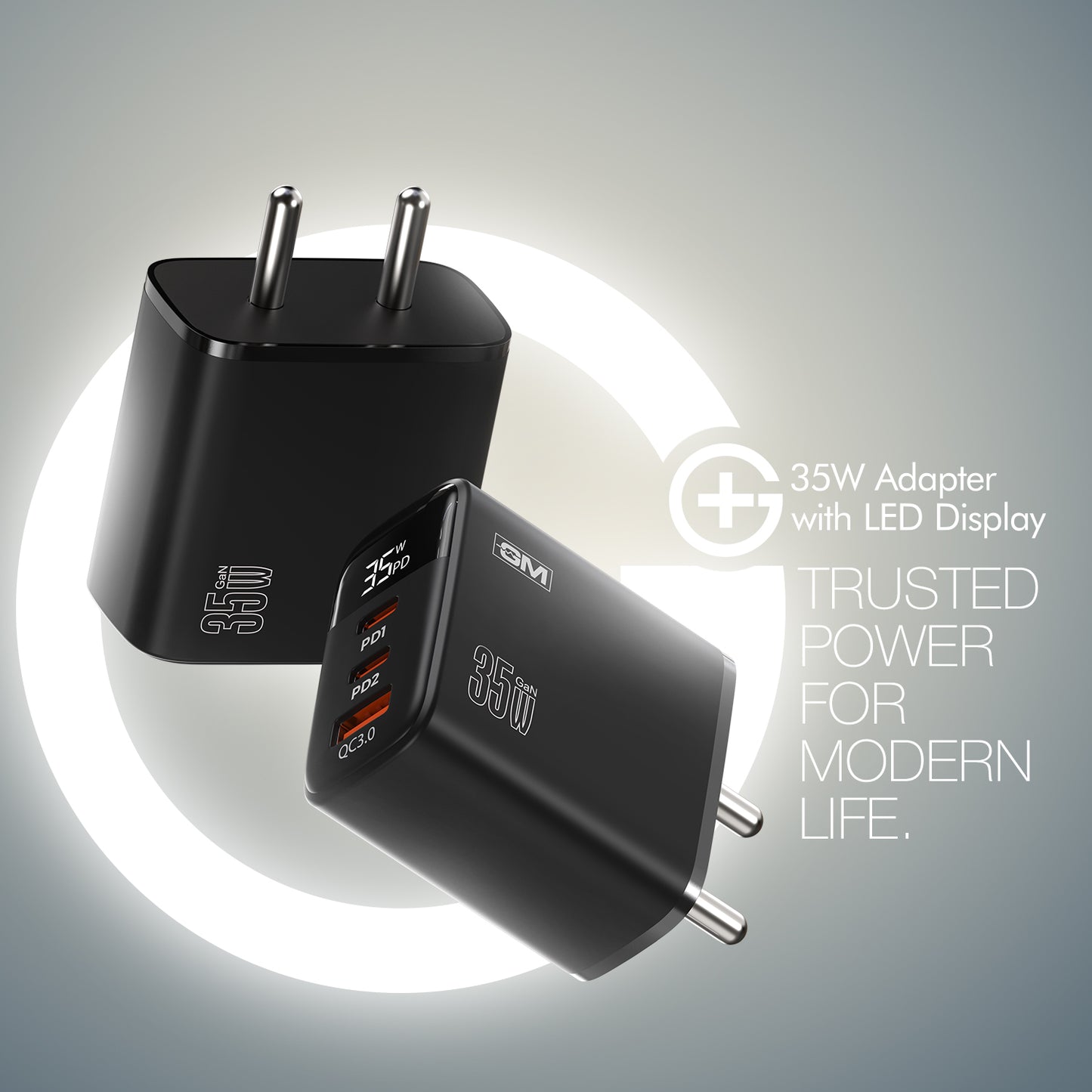 G PLUS 35W GP ADAPTER W/LED DISPLAY BK — GM corporate gift