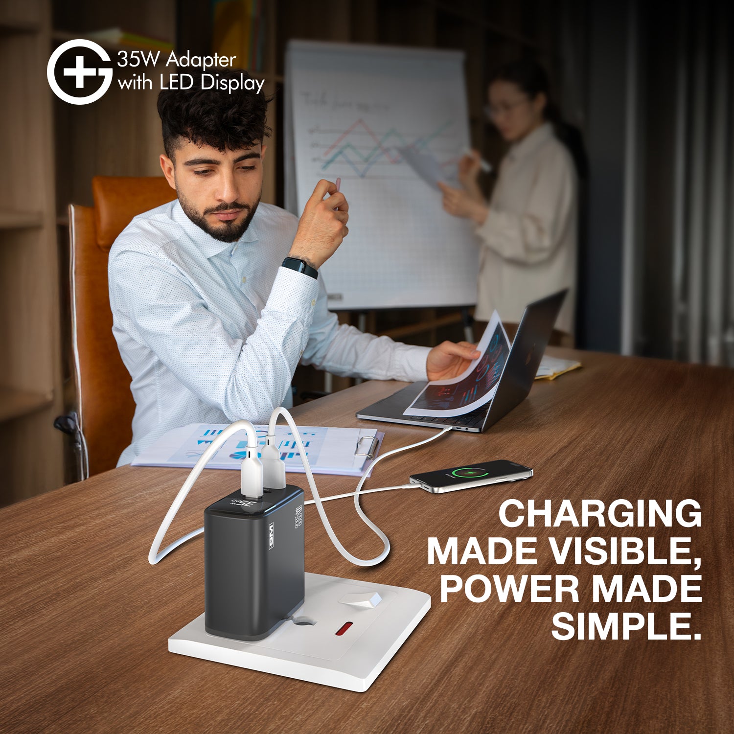 G+ Adapter with LED Display - 35W Fast Charging (Black )