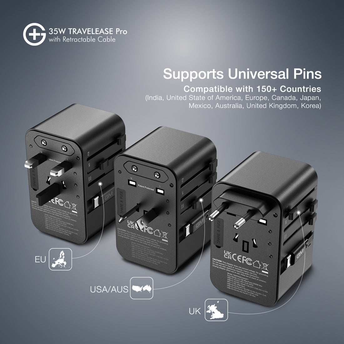 G+ Travelease Pro with Retractable Cable 35W (Black)