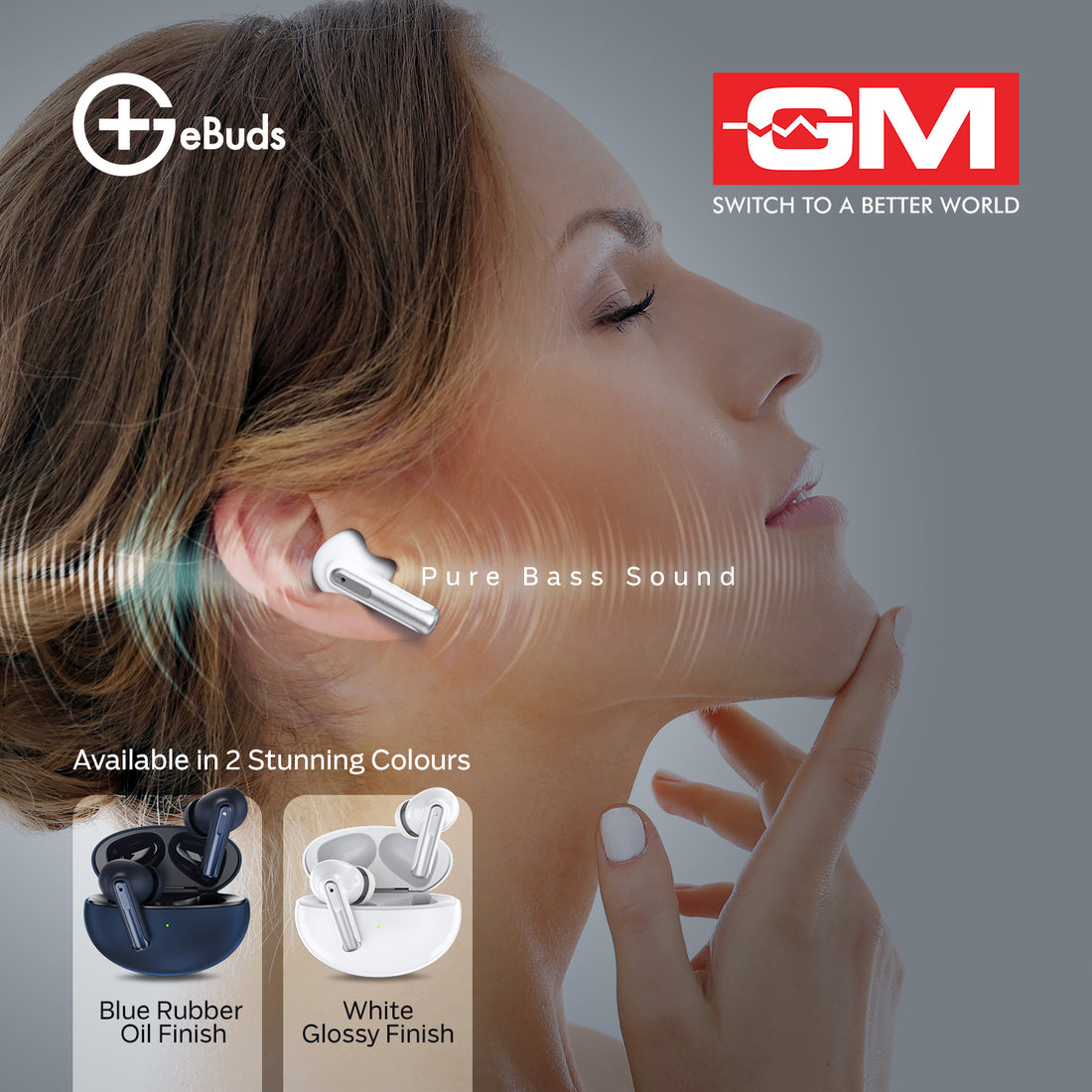 E-BUDS - BT 5.3, QUAD MIC ENC, PURE BASS, WIRELESS (White)