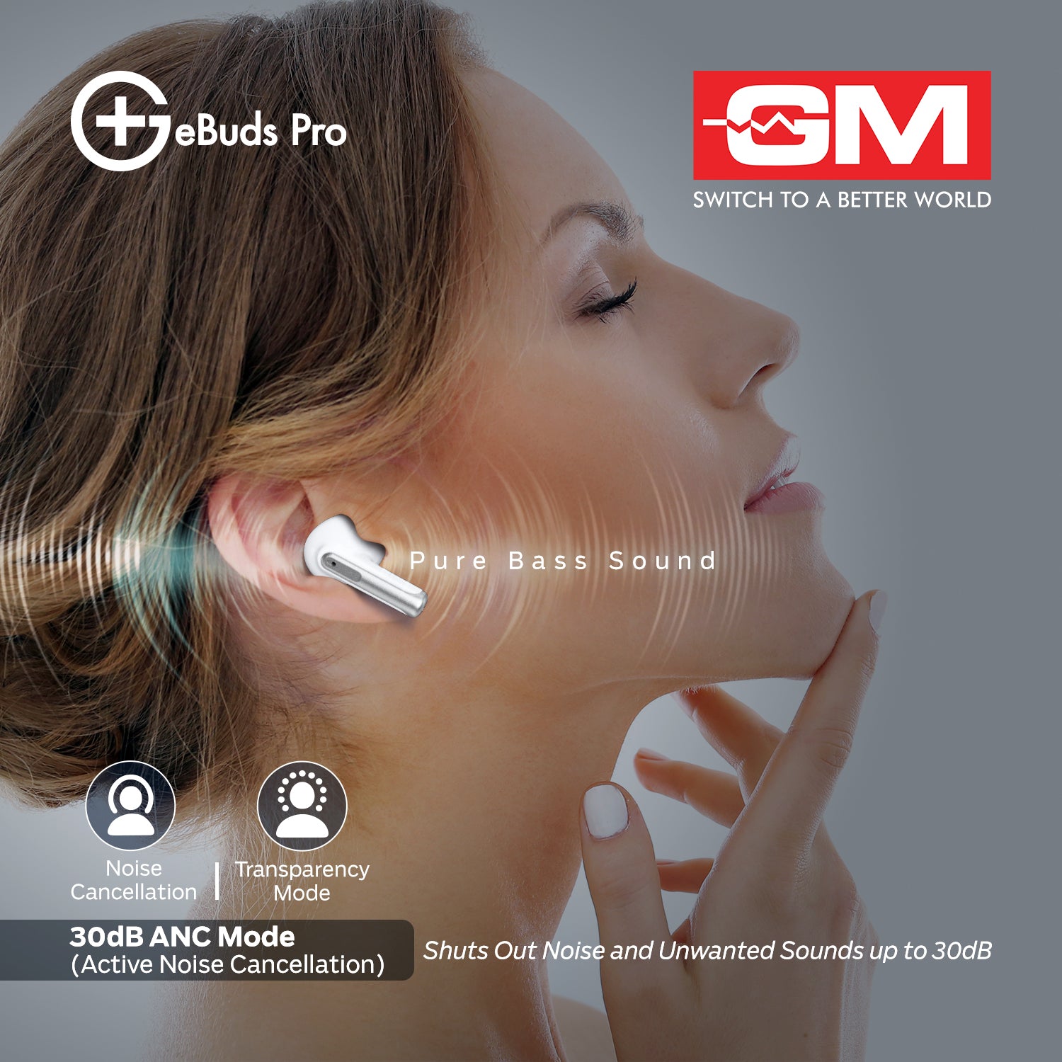 E-BUDS PRO - 30DB ANC, WIRELESS CHARGING (White)