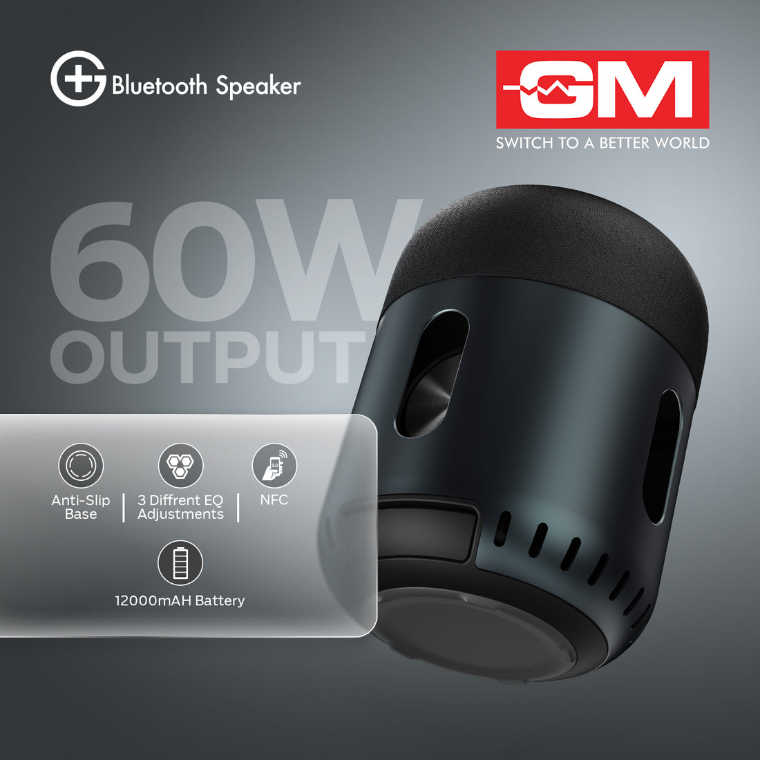 Bluetooth Speaker - 60W, BT 5.0, VOICE CONTROL, 15H PLAYTIME